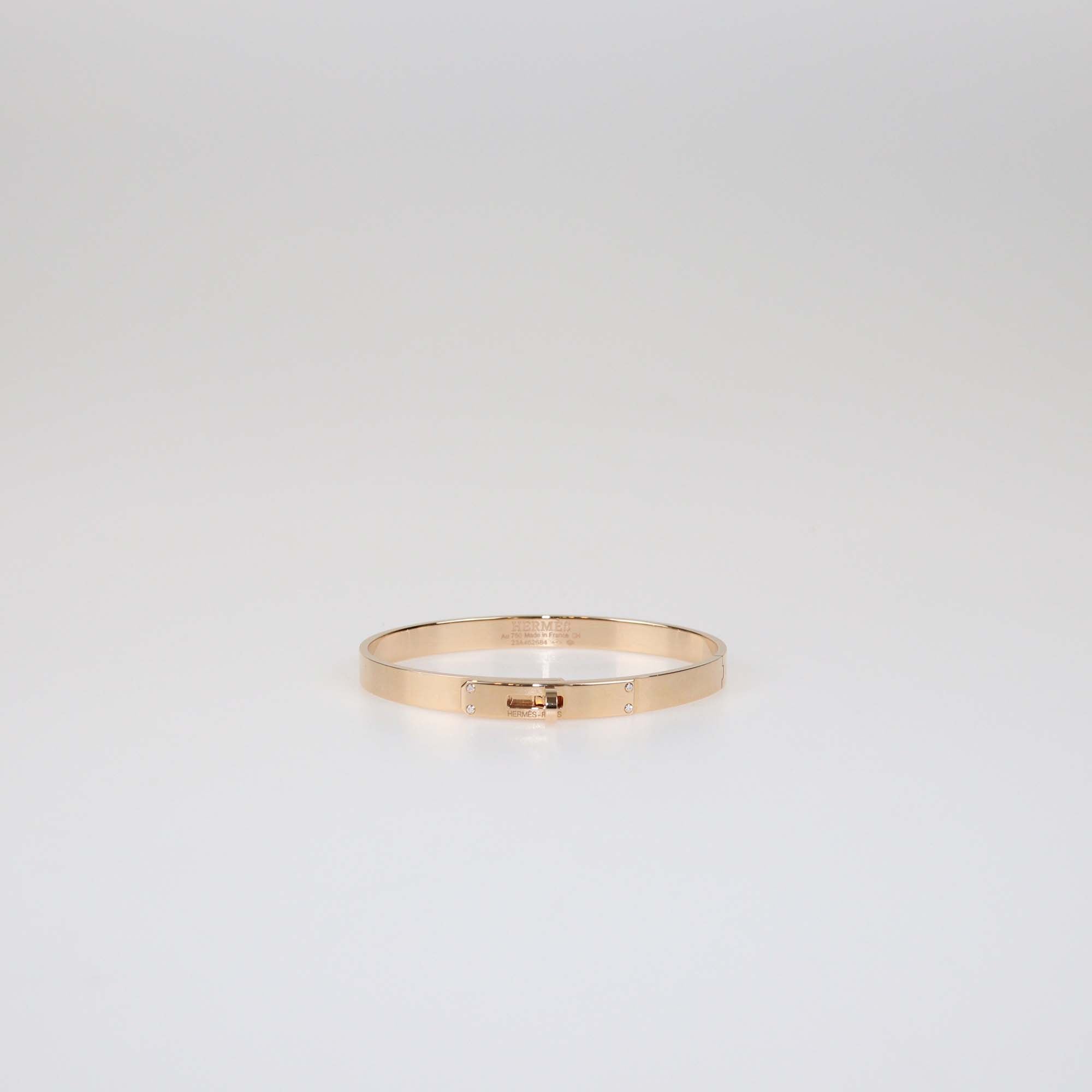 Hermes Kelly Diamond 18k Rose Gold Bracelet