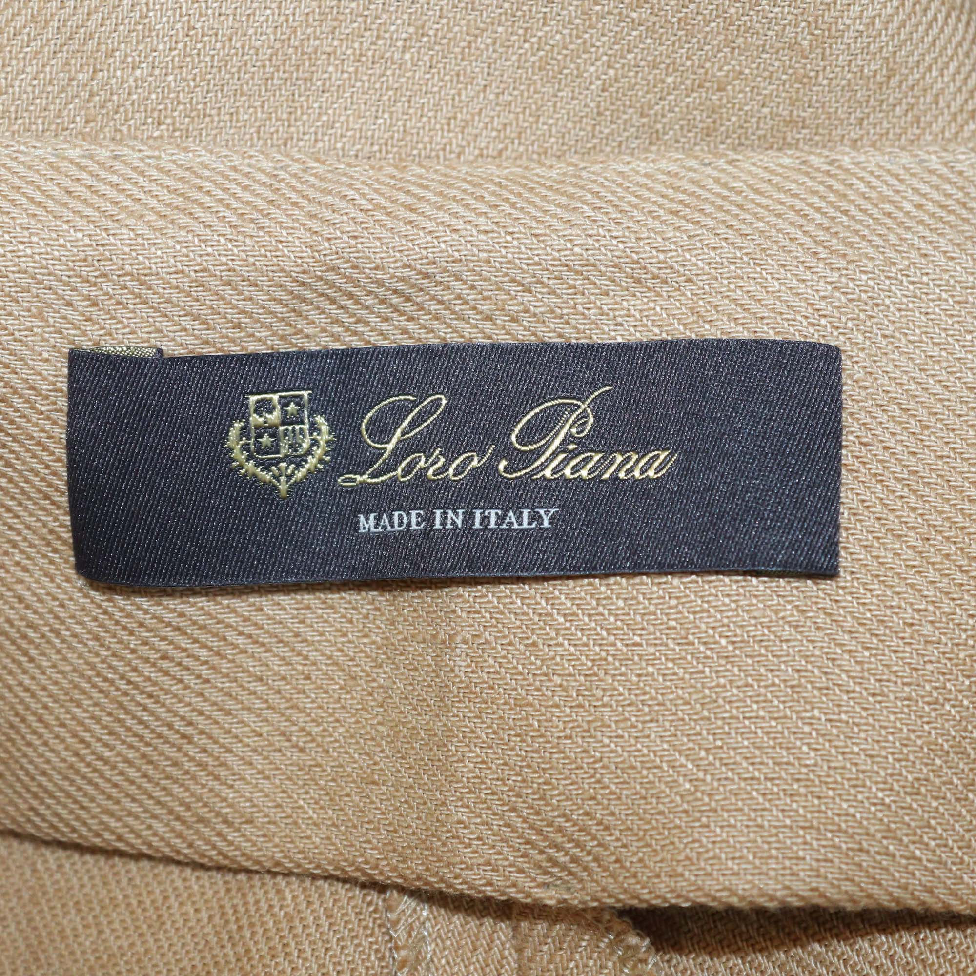 Loro Piana Beige Linen Marylen Antigua Tapered Trousers