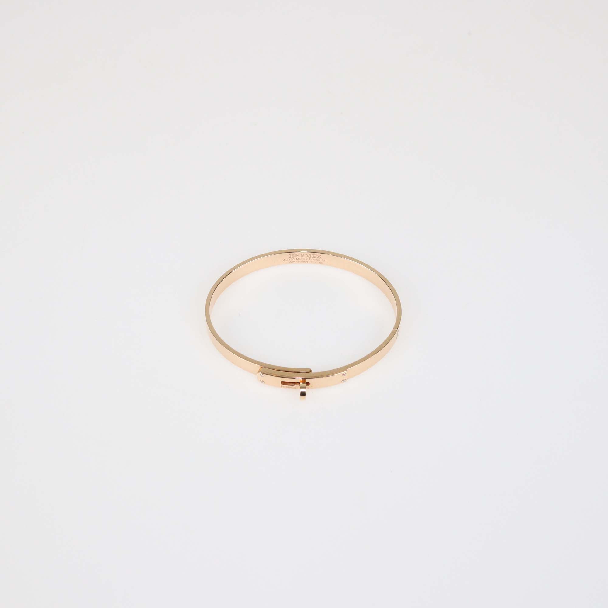 Hermes Kelly Diamond 18k Rose Gold Bracelet