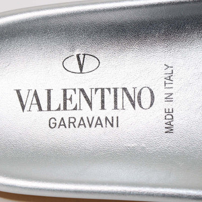 Valentino Silver PVC and Patent Leather Rockstud Flat Slides