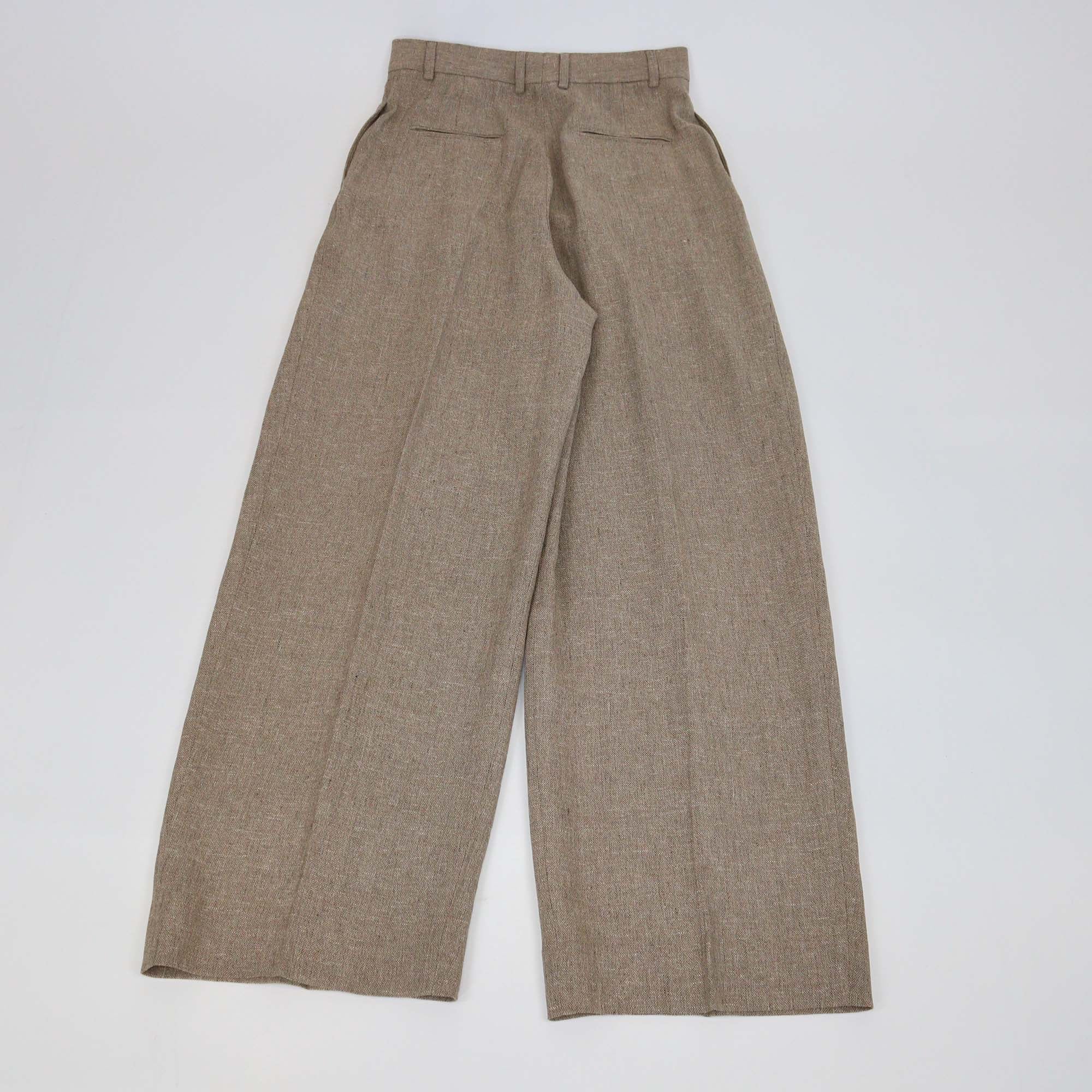 Loro Piana Brown Linen Kurt Sartorial Wide Leg Trouser