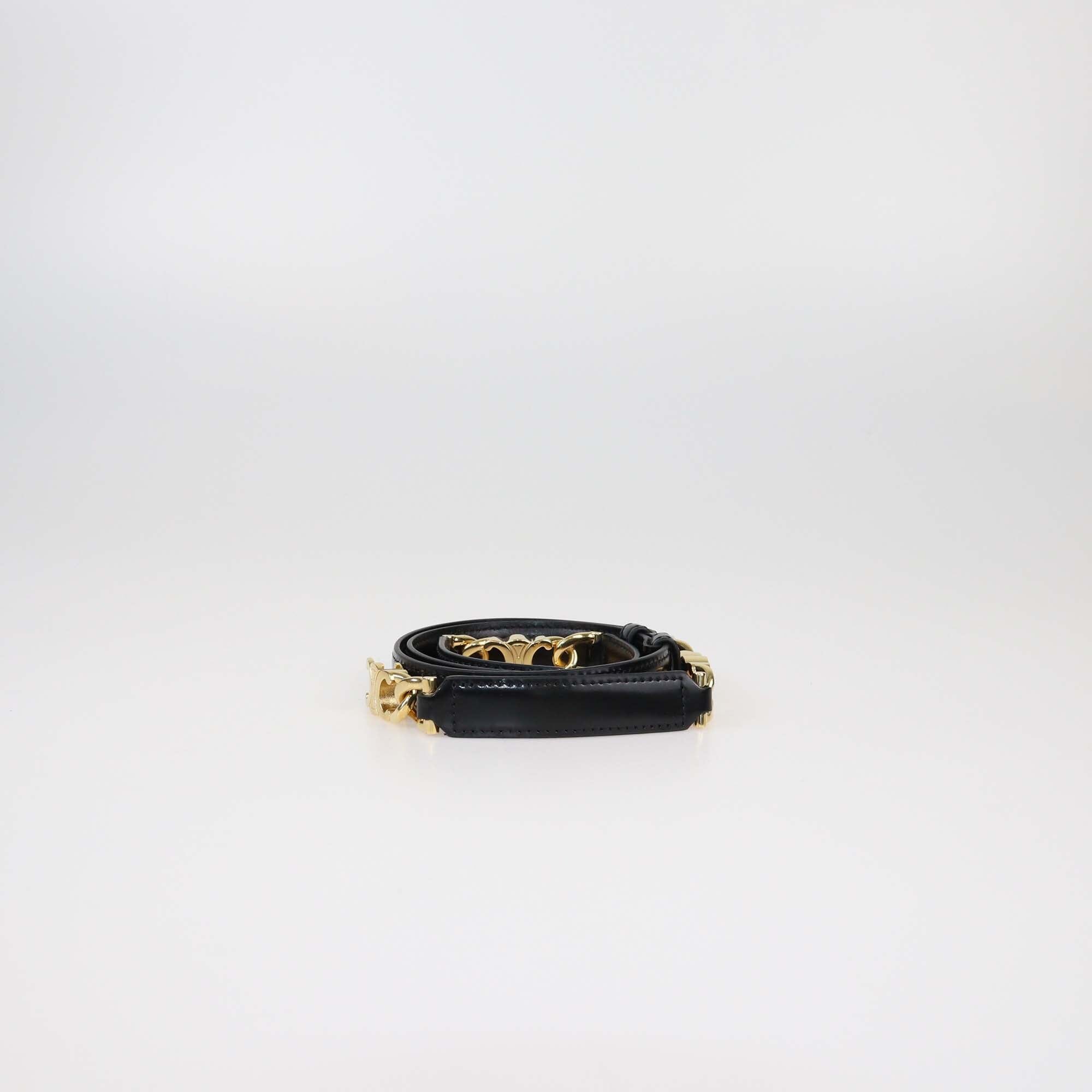 Celine Black Gourmette Triomphe Adjustable Belt Womens Celine 