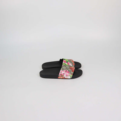 Gucci Beige GG Supreme Canvas Blooms Flat Slide