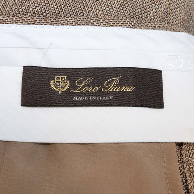 Loro Piana Brown Linen Kurt Sartorial Wide Leg Trouser