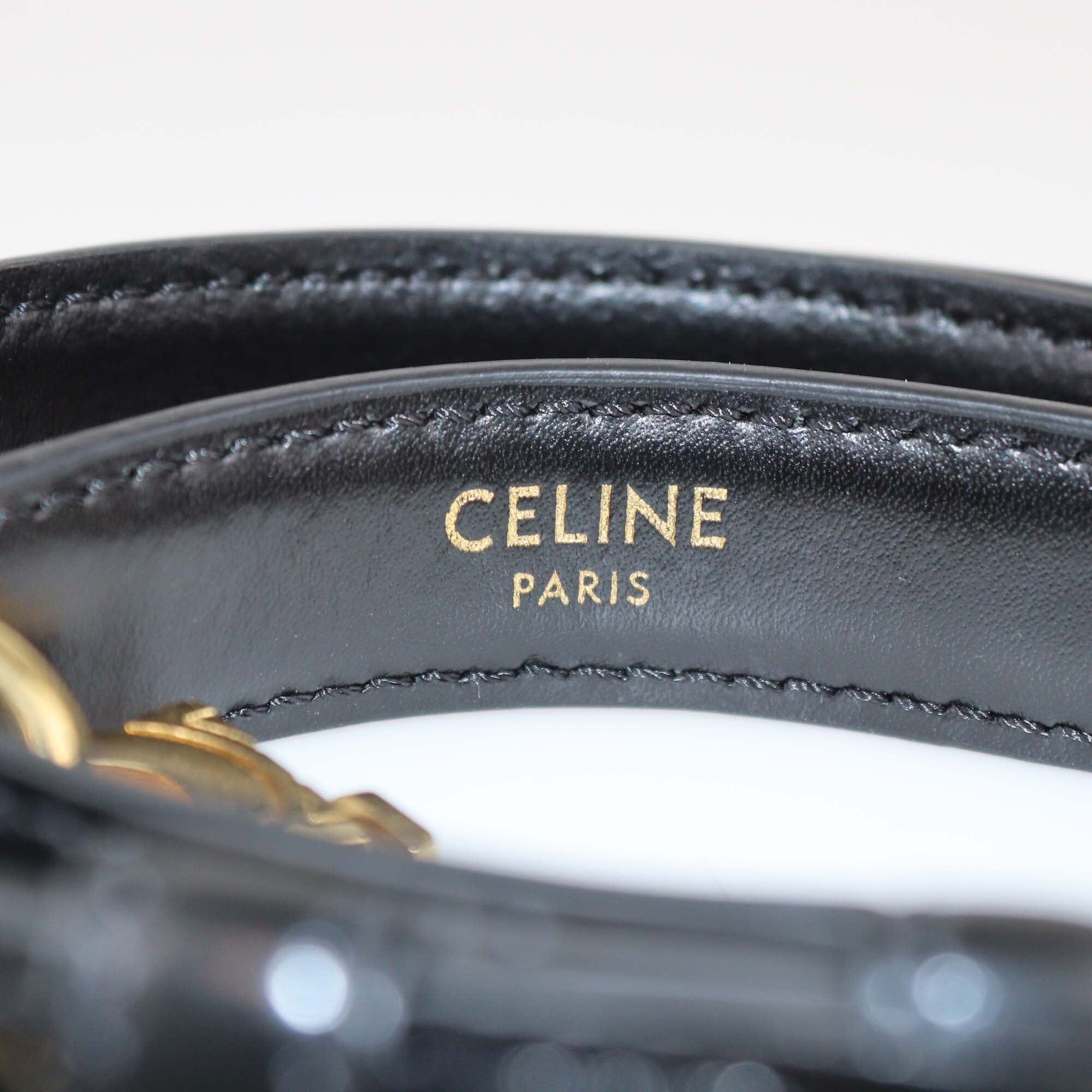 Celine Black Gourmette Triomphe Adjustable Belt Womens Celine 