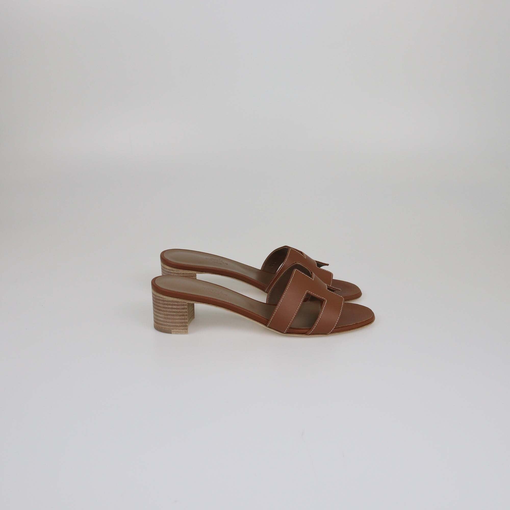 Hermes Brown Oasis Slides Sandals Womens Hermes 