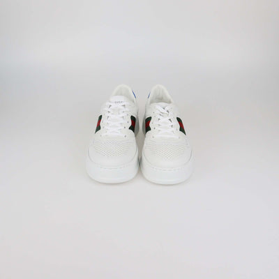 Gucci White/Blue Leather GG Web Chunky Sneakers
