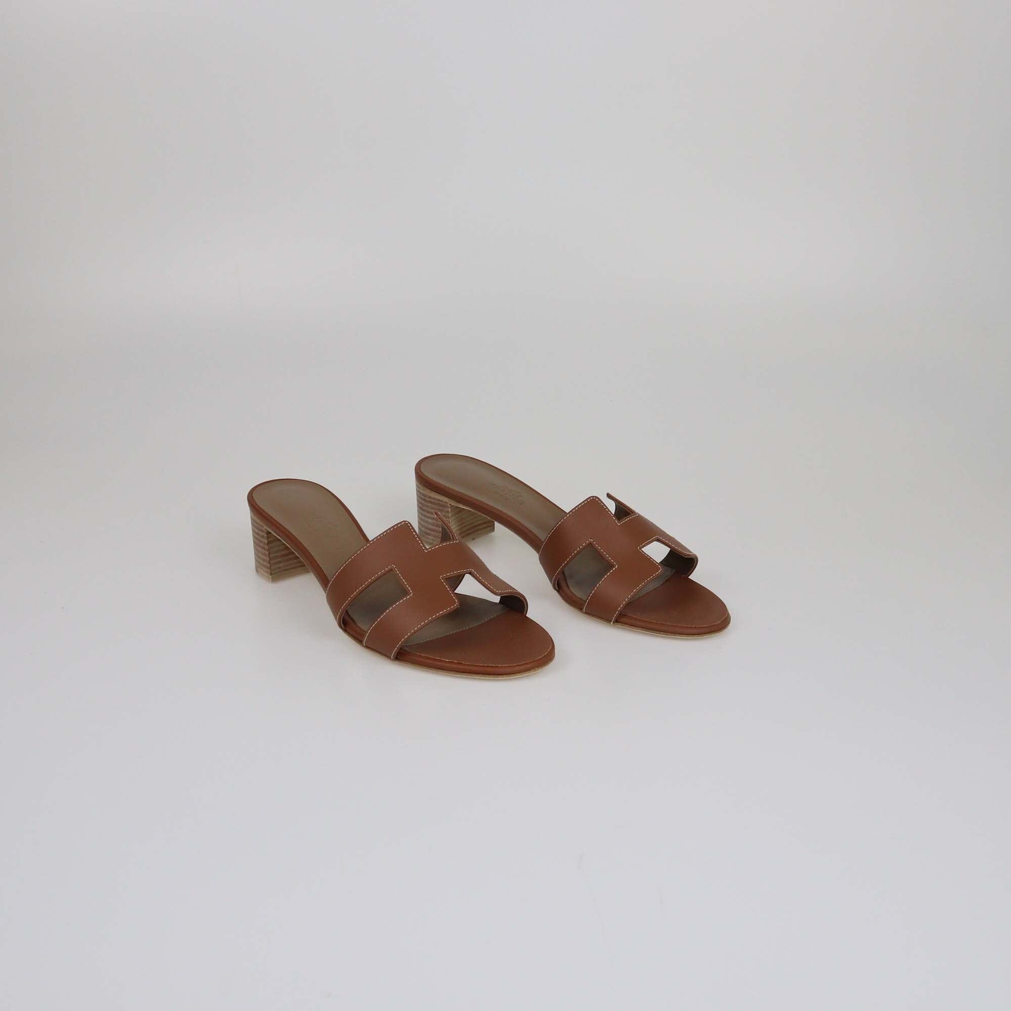 Hermes Brown Oasis Slides Sandals Womens Hermes 