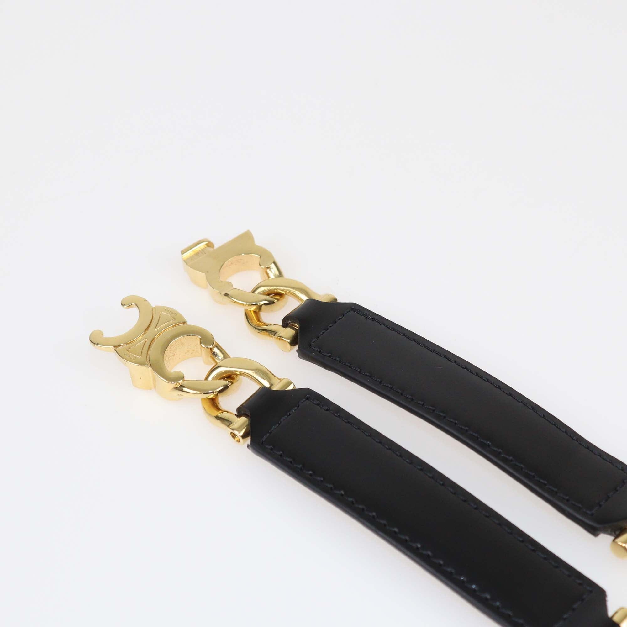 Celine Black Gourmette Triomphe Adjustable Belt Womens Celine 