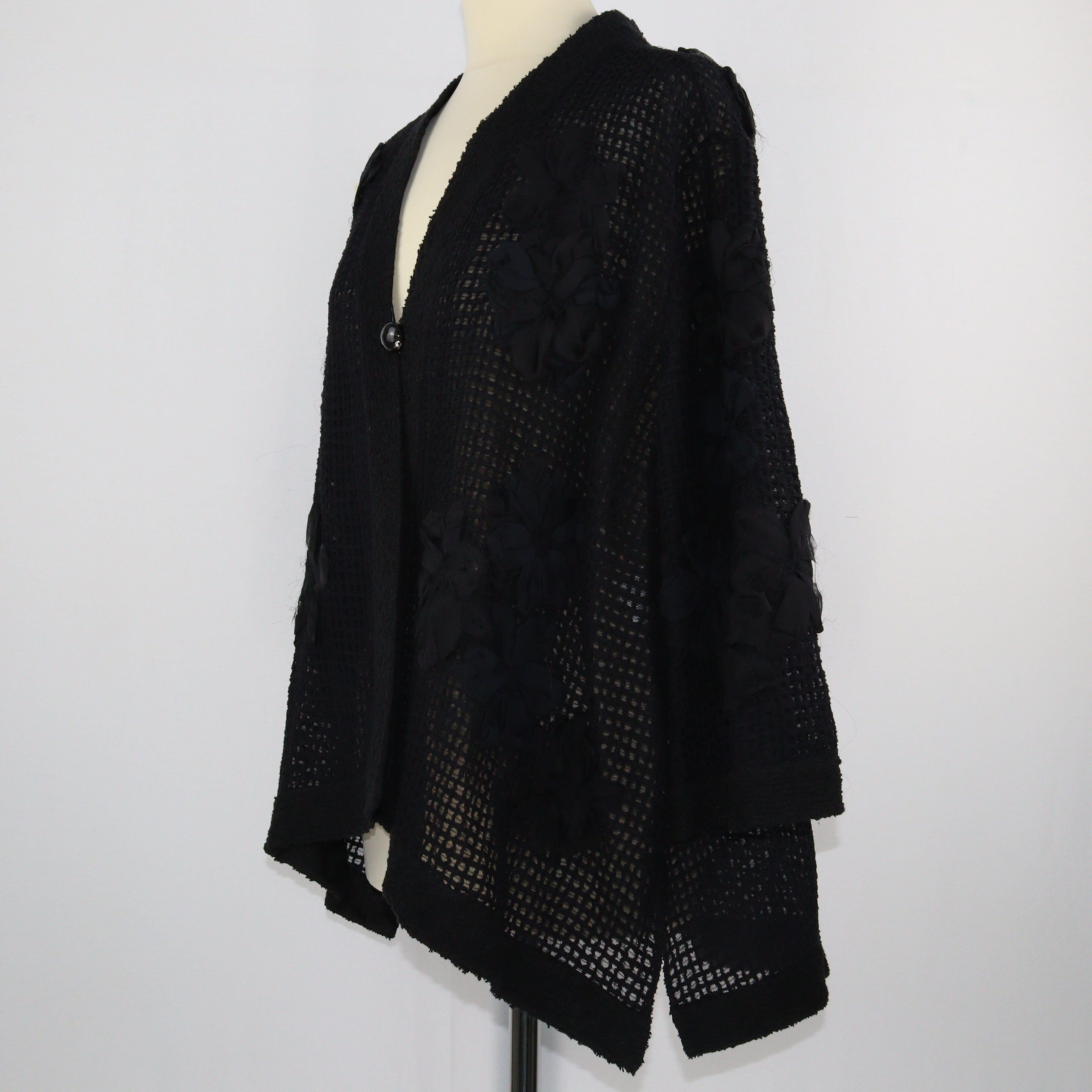 Black Lace Flower Detail Cardigan Clothings Chanel 