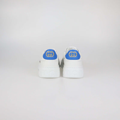 Gucci White/Blue Leather GG Web Chunky Sneakers