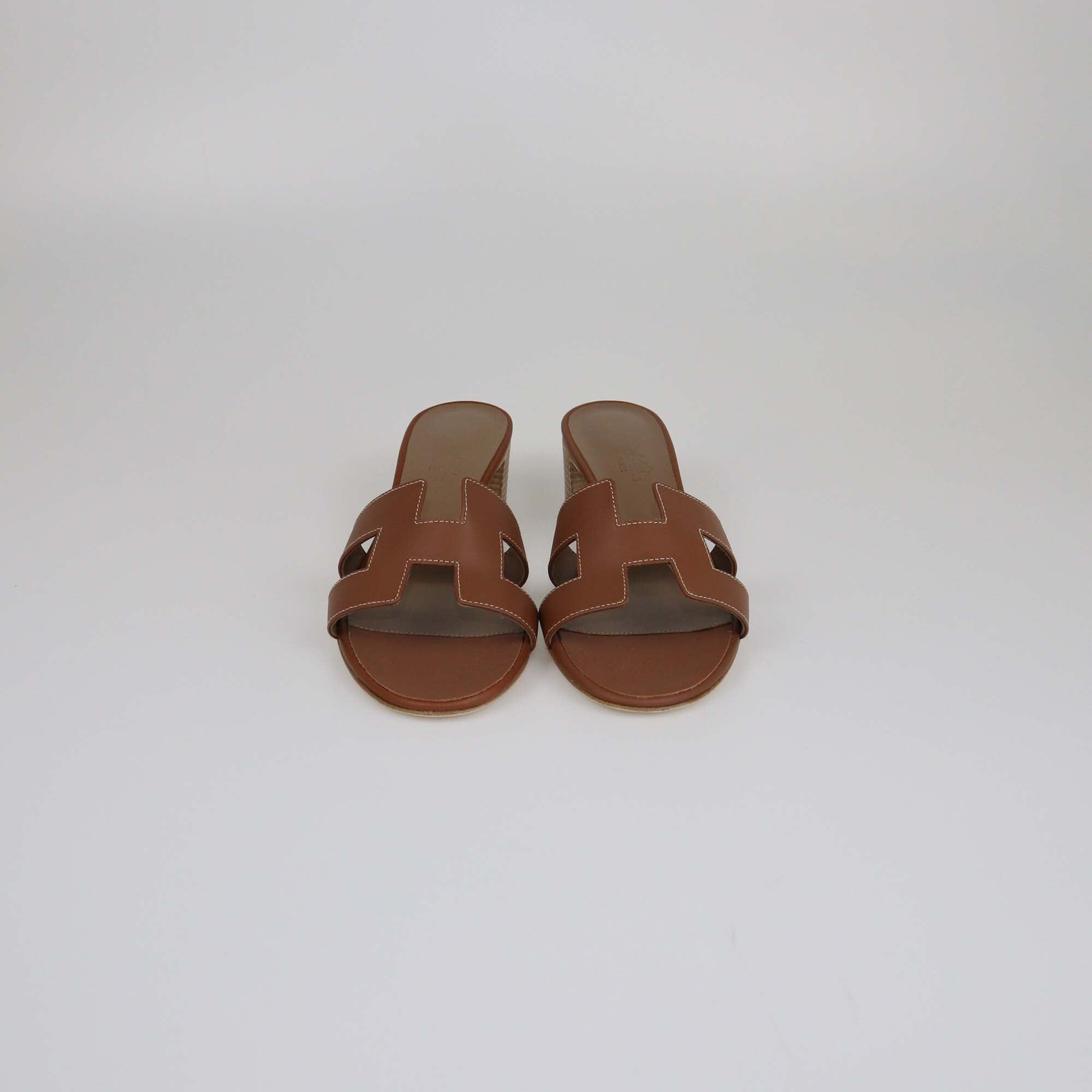 Hermes Brown Oasis Slides Sandals Womens Hermes 