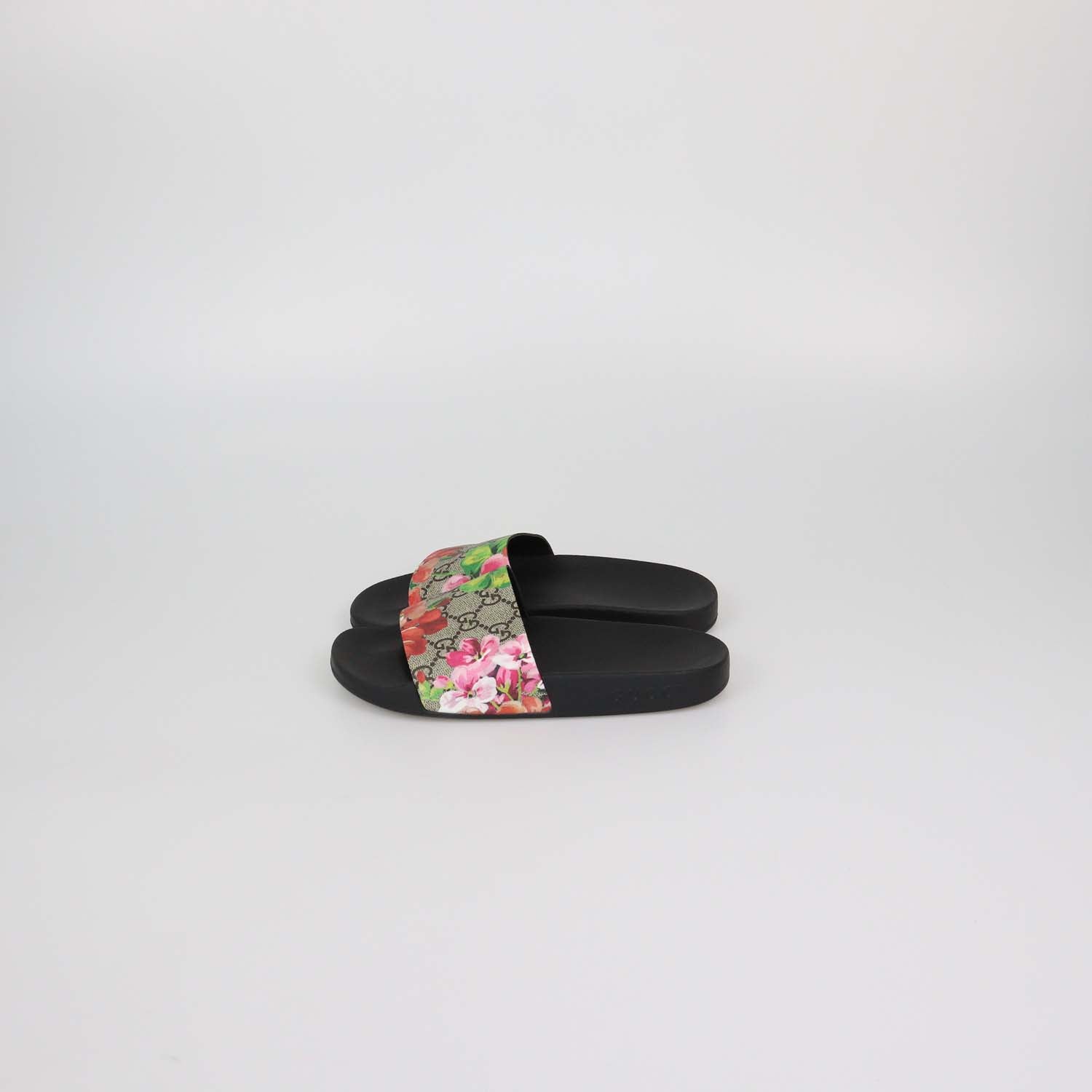 Gucci Beige GG Supreme Canvas Blooms Flat Slide