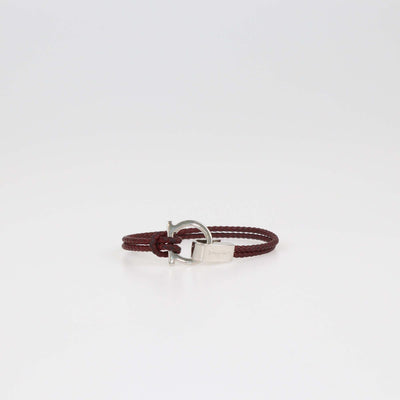 Salvatore Ferragamo Dark Red Braided Bracelet Womens Salvatore Ferragamo 