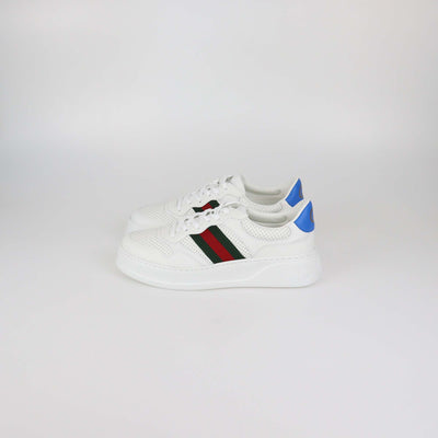 Gucci White/Blue Leather GG Web Chunky Sneakers