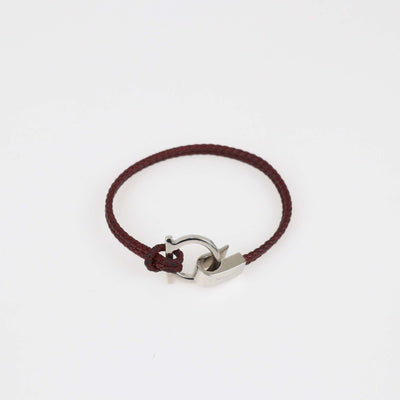 Salvatore Ferragamo Dark Red Braided Bracelet Womens Salvatore Ferragamo 