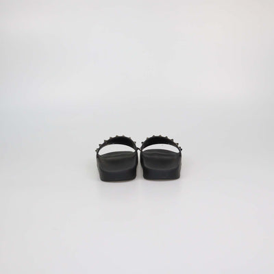 Valentino Black Rubber Rockstud Flat Slides