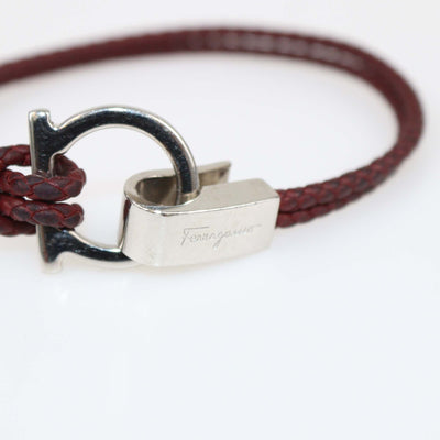Salvatore Ferragamo Dark Red Braided Bracelet Womens Salvatore Ferragamo 