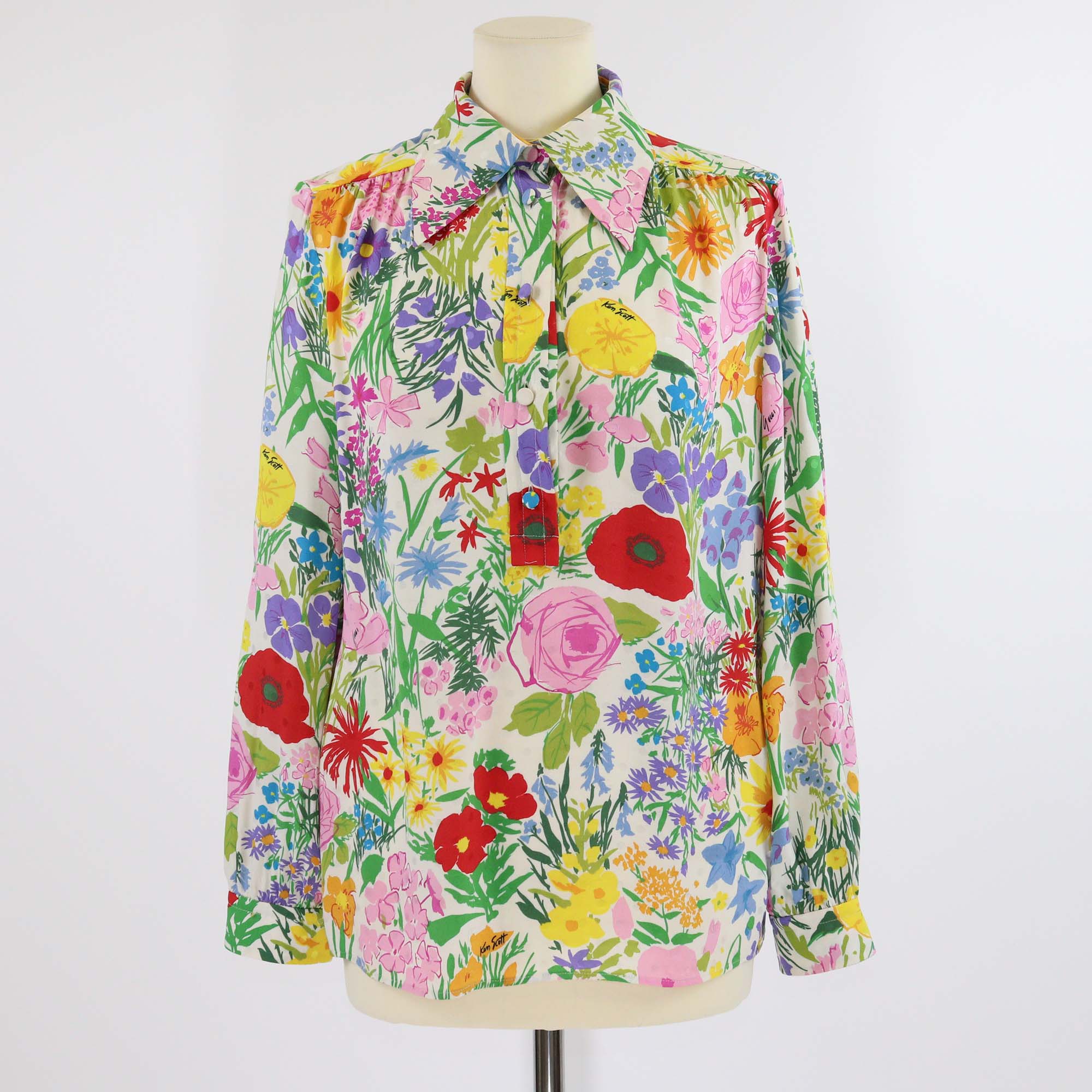 Gucci Multicolor Silk Floral Print Half Button Shirt