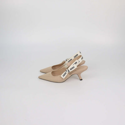 Christian Dior Beige Technical Fabric J'Adior Slingback Pumps