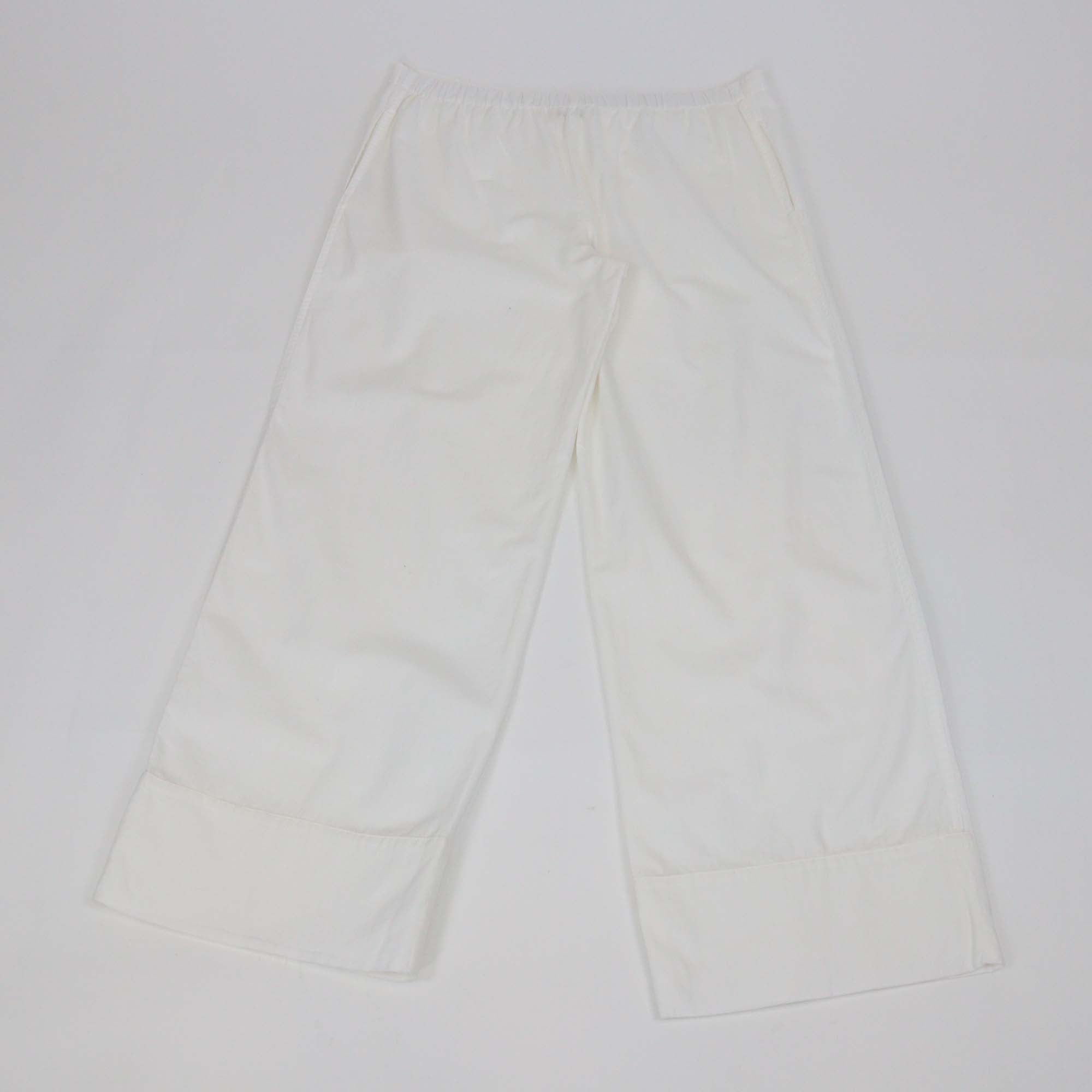 The Row White Cotton Wide Leg Trouser
