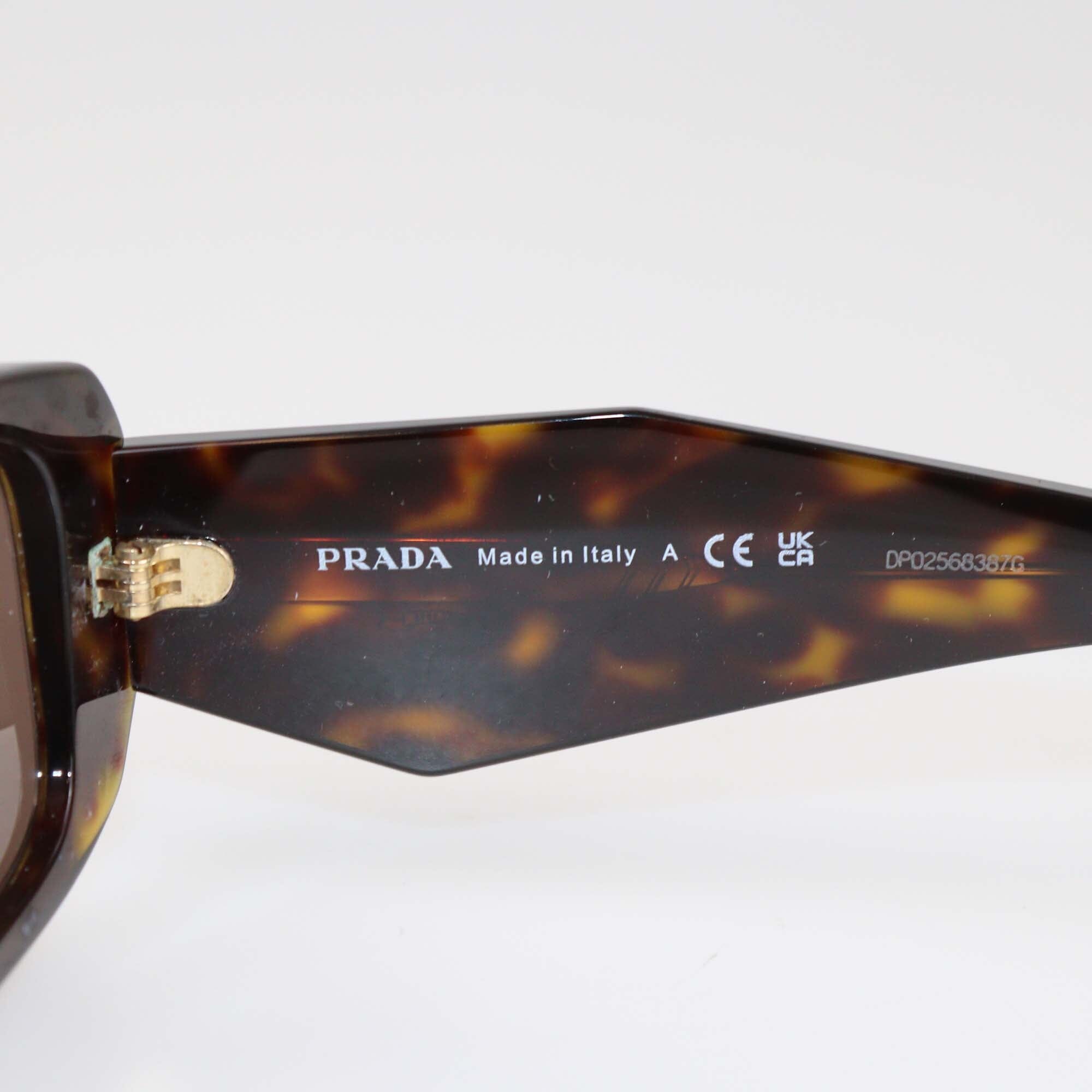 Prada Brown Tortoise Symbole Sunglasses Womens Prada 