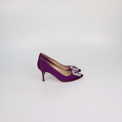 Manolo Blahnik Purple Satin Hangisi Pumps