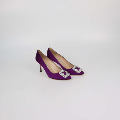 Manolo Blahnik Purple Satin Hangisi Pumps