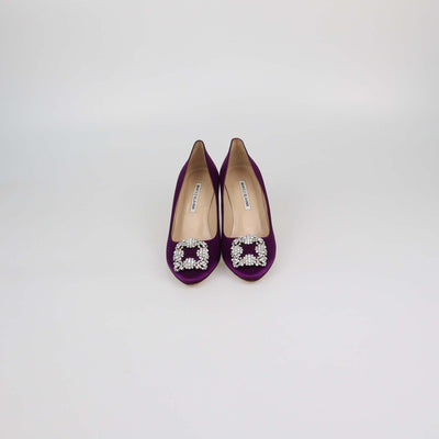 Manolo Blahnik Purple Satin Hangisi Pumps