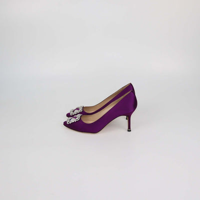 Manolo Blahnik Purple Satin Hangisi Pumps