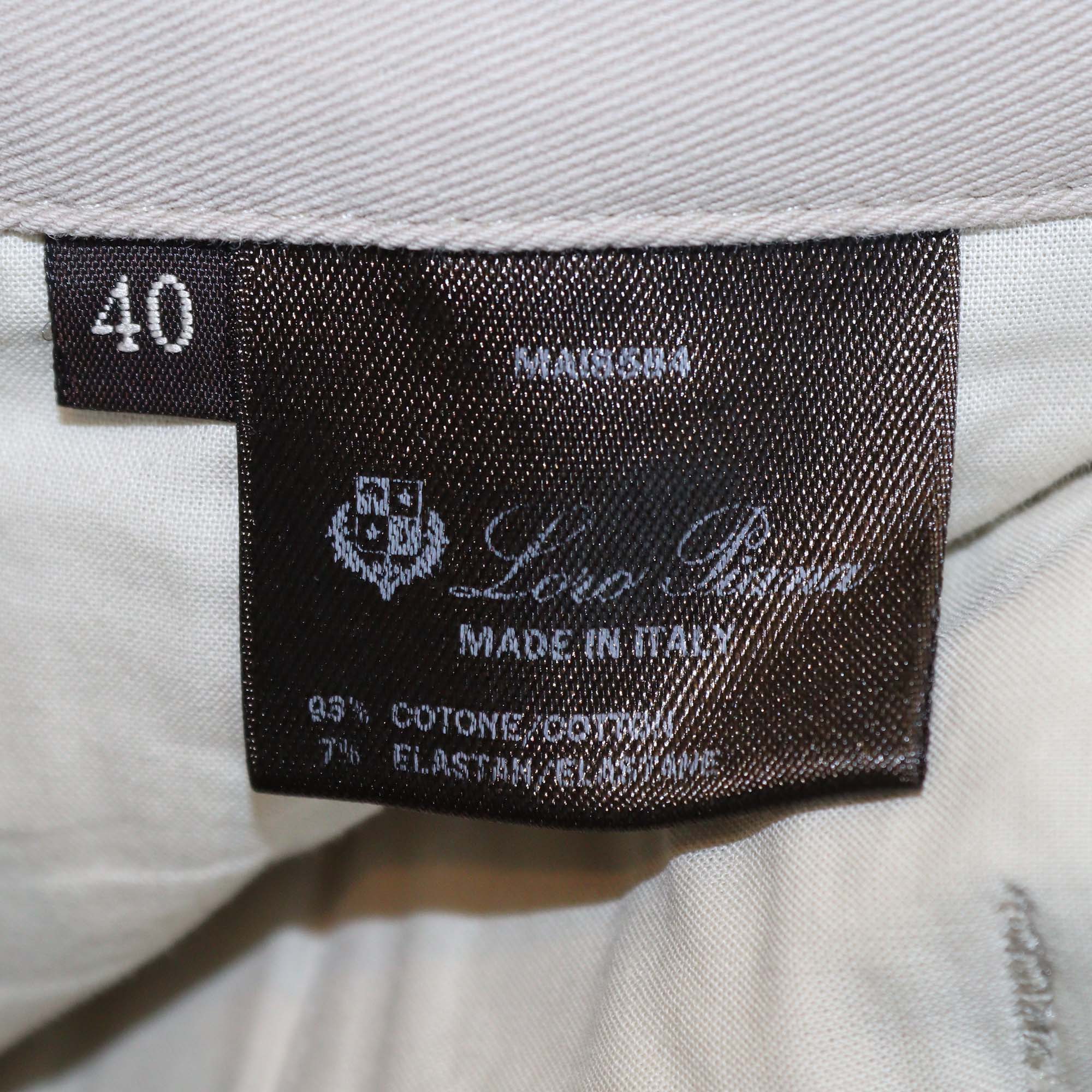 Loro Piana Beige Cotton Straight Leg Pants
