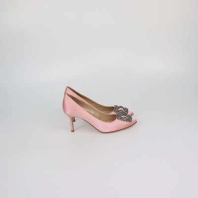 Manolo Blahnik Pink Satin Hangisi Pumps