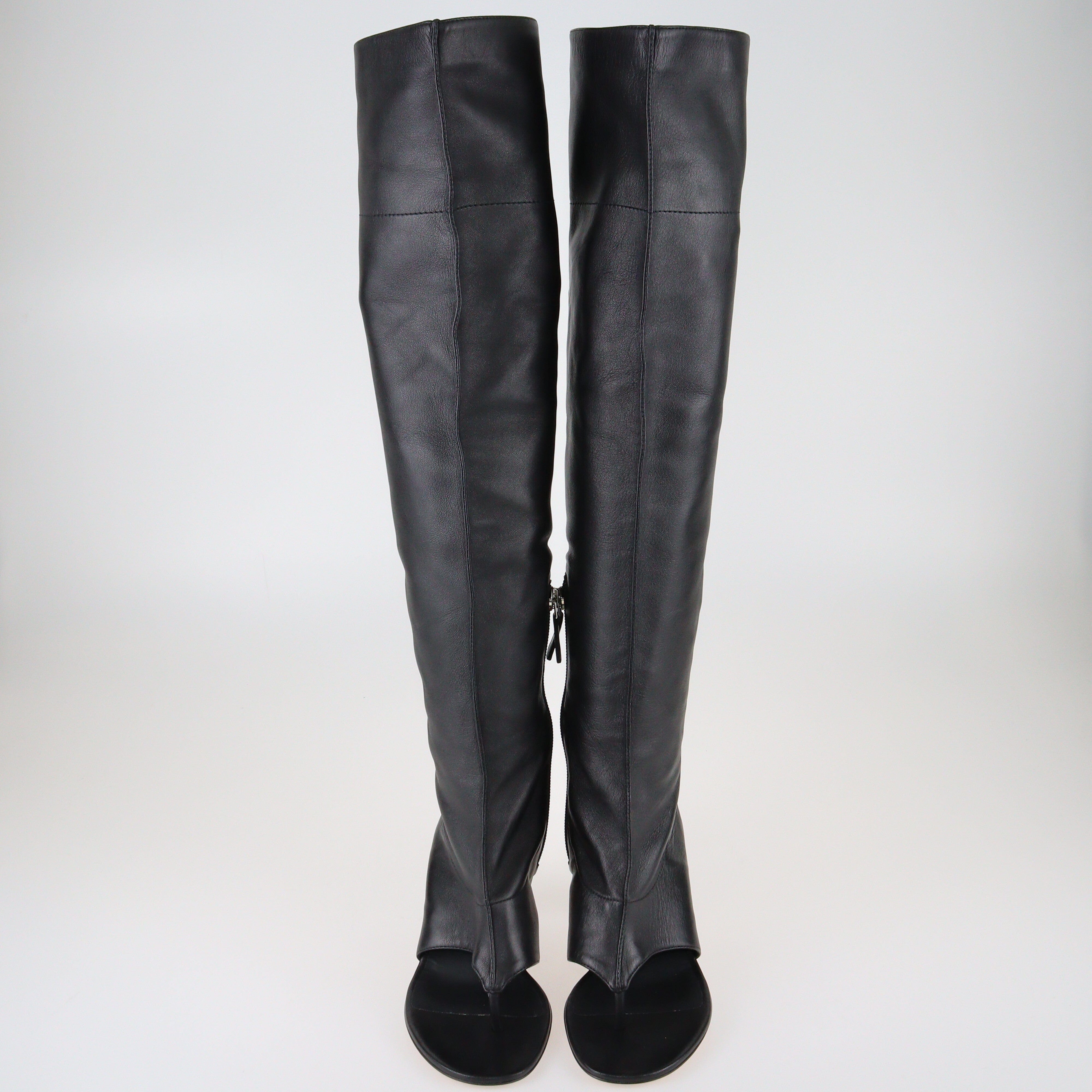 Open toe over outlet knee boots