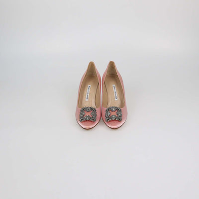 Manolo Blahnik Pink Satin Hangisi Pumps