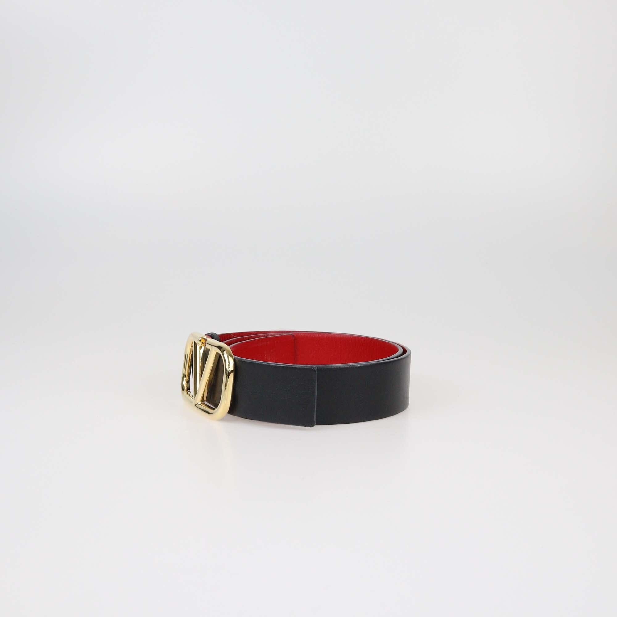 Valentino Black/Red Reversible VLogo Belt Womens Valentino 