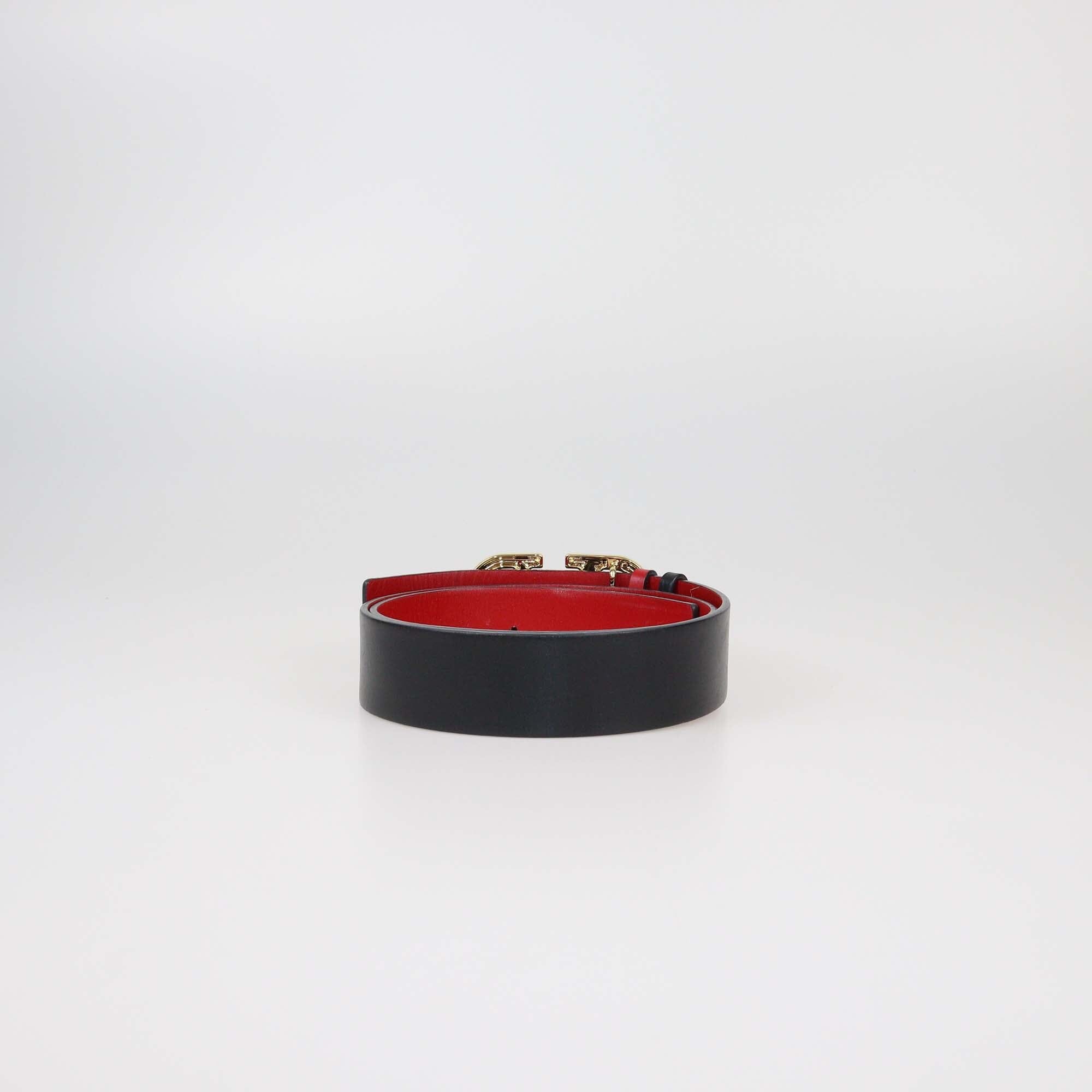 Valentino Black/Red Reversible VLogo Belt Womens Valentino 