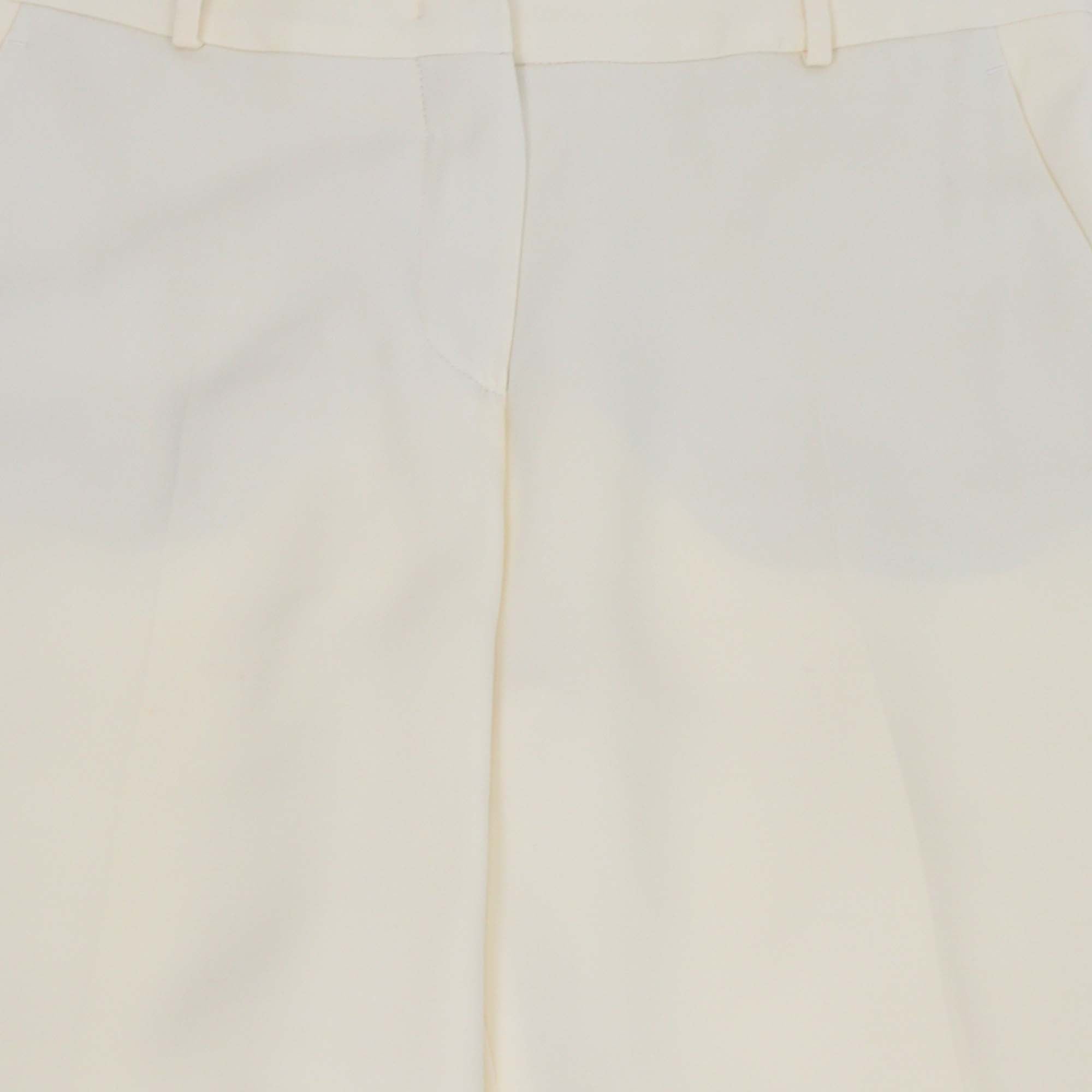 Loro Piana Cream Wool SIlk Blend Wide Leg Trouser