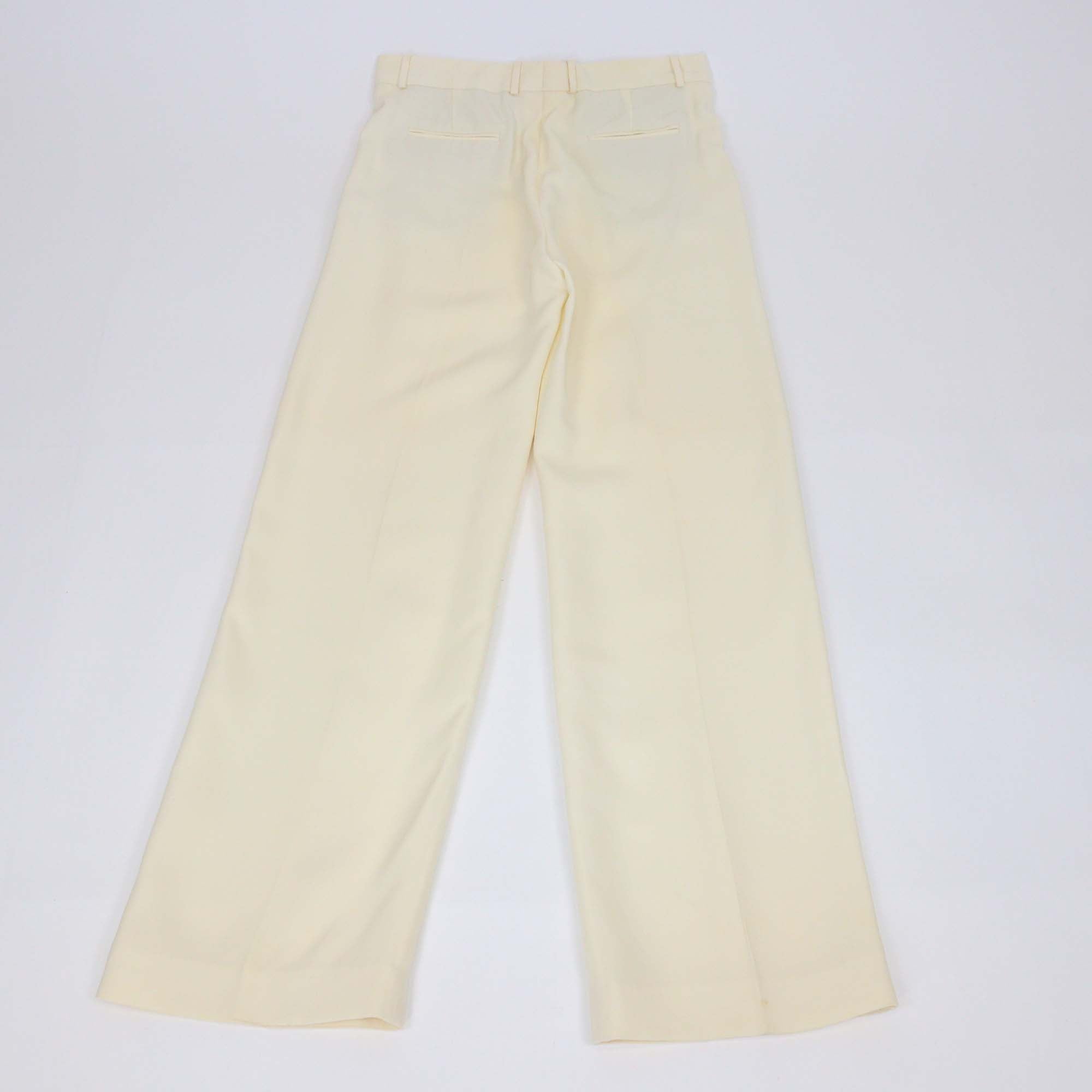 Loro Piana Cream Wool SIlk Blend Wide Leg Trouser