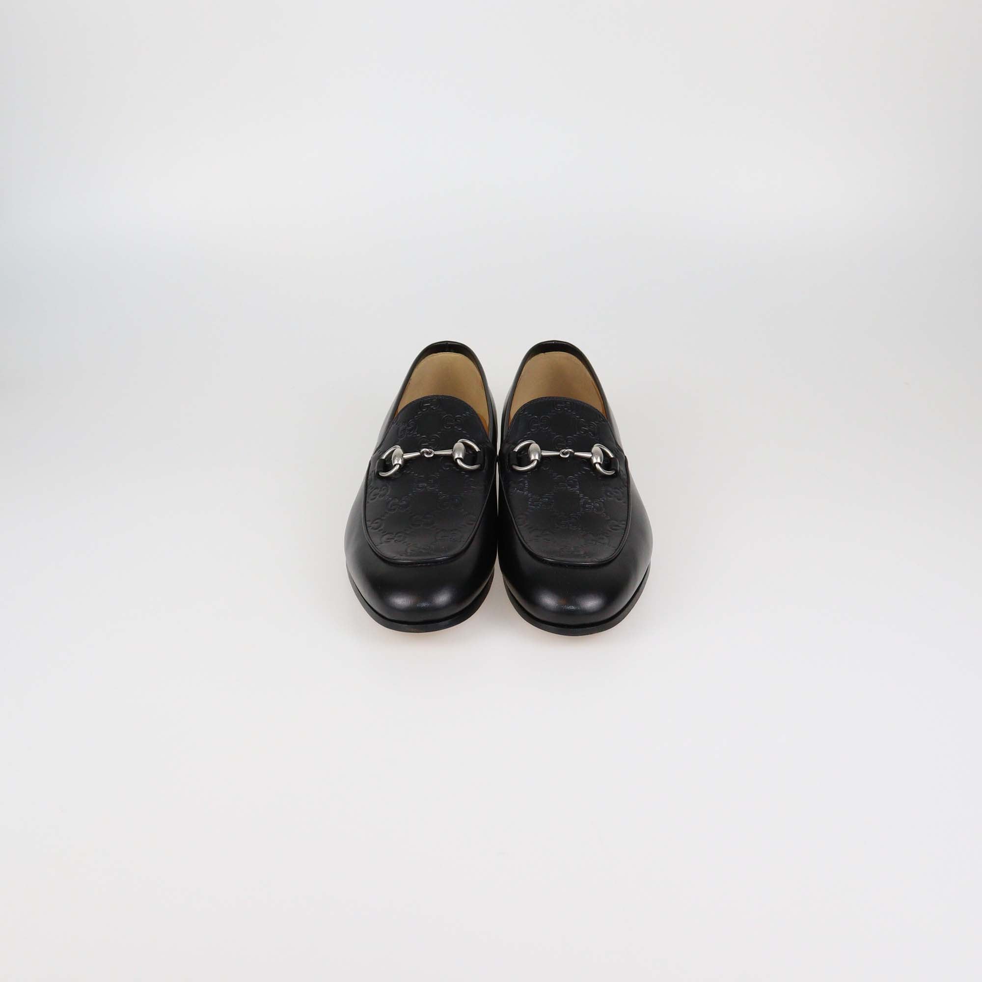 Gucci Black Guccissima Leather Horsebit Loafers