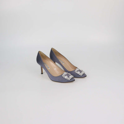 Manolo Blahnik Grey Satin Hangisi Pumps