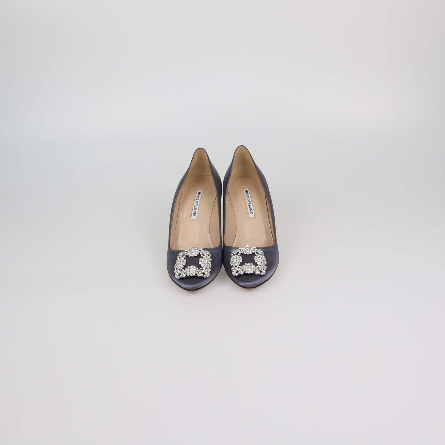 Manolo Blahnik Grey Satin Hangisi Pumps