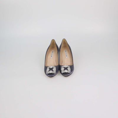 Manolo Blahnik Grey Satin Hangisi Pumps