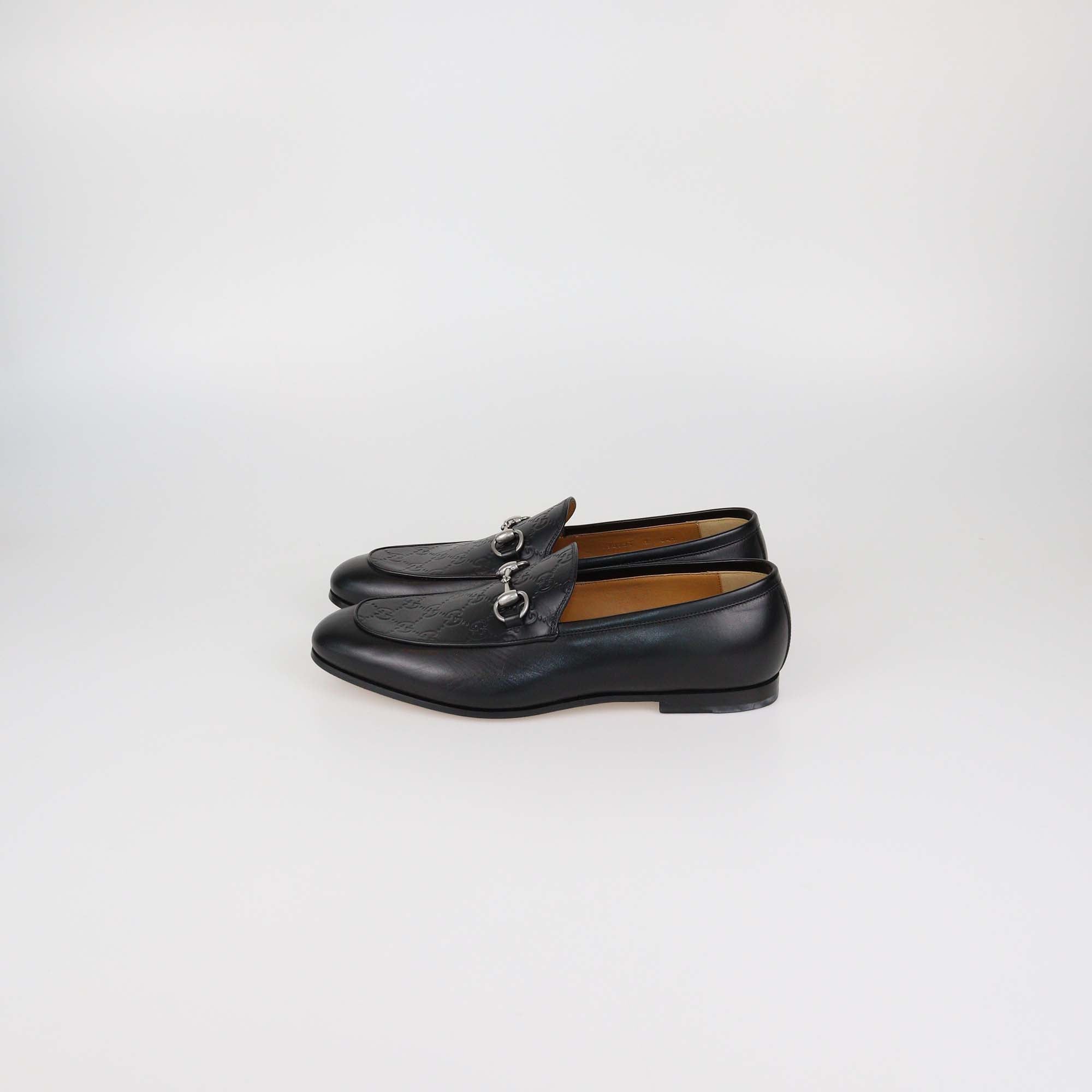 Gucci Black Guccissima Leather Horsebit Loafers
