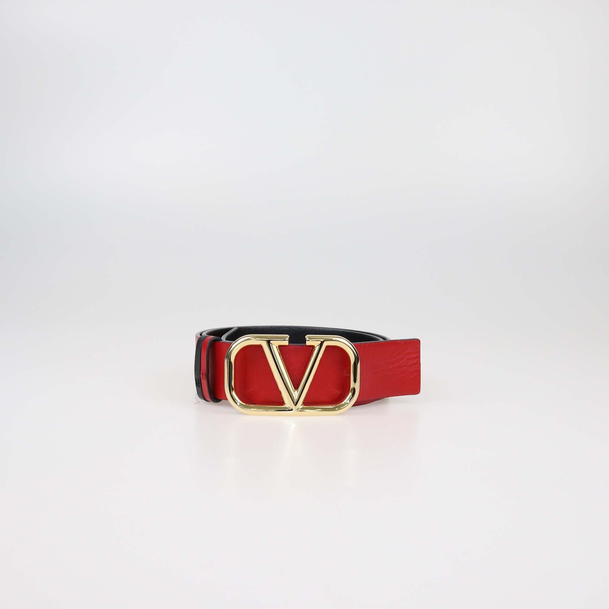 Valentino Black/Red Reversible VLogo Belt Womens Valentino 