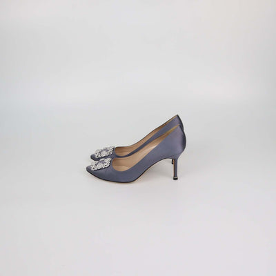 Manolo Blahnik Grey Satin Hangisi Pumps