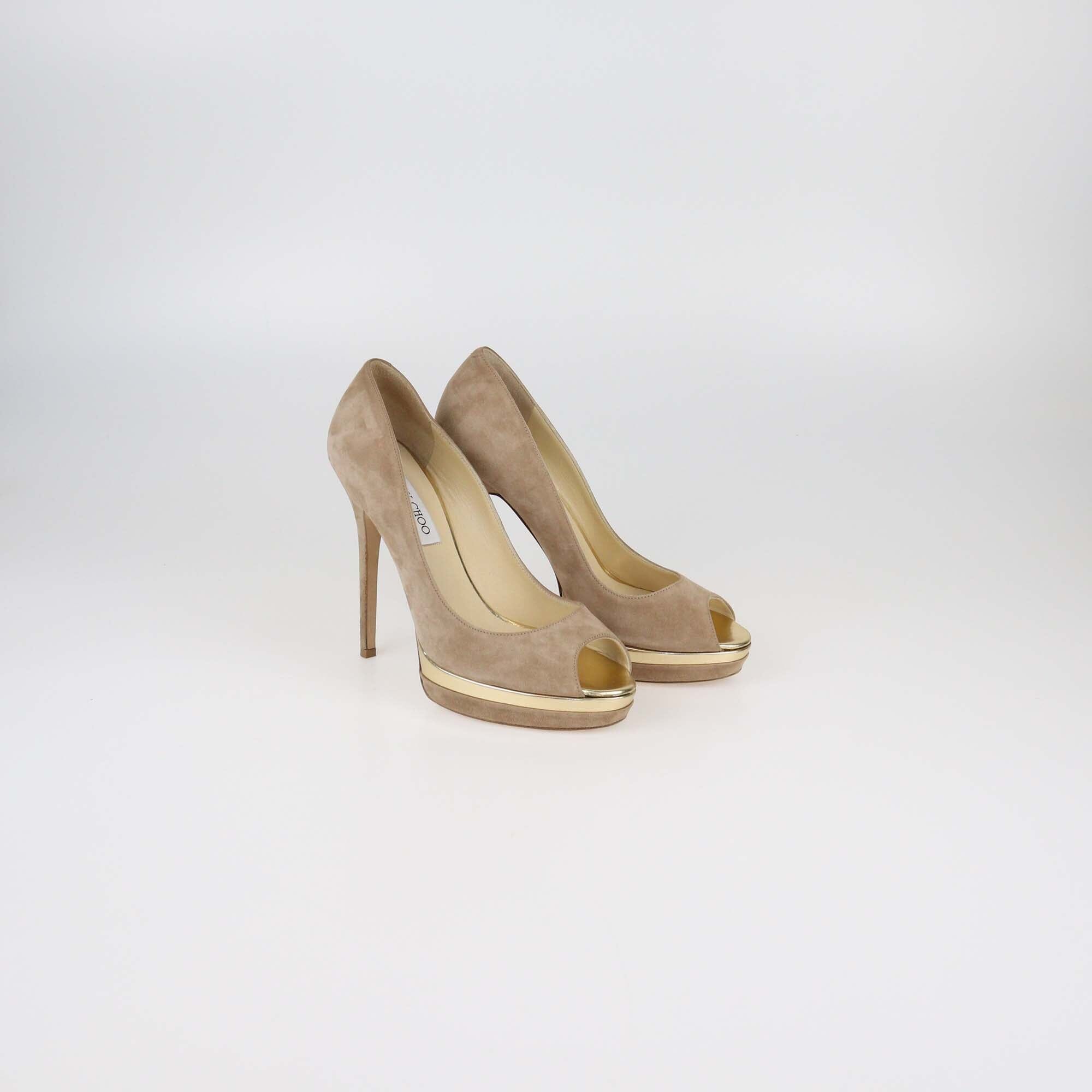 Jimmy Choo Nude Platform Peep Toe Pumps Womens Jimmy Choo 