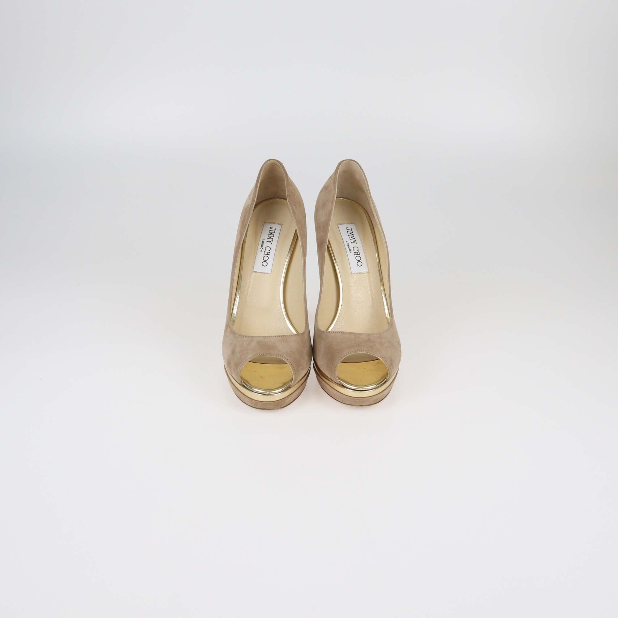 Jimmy Choo Nude Platform Peep Toe Pumps Womens Jimmy Choo 