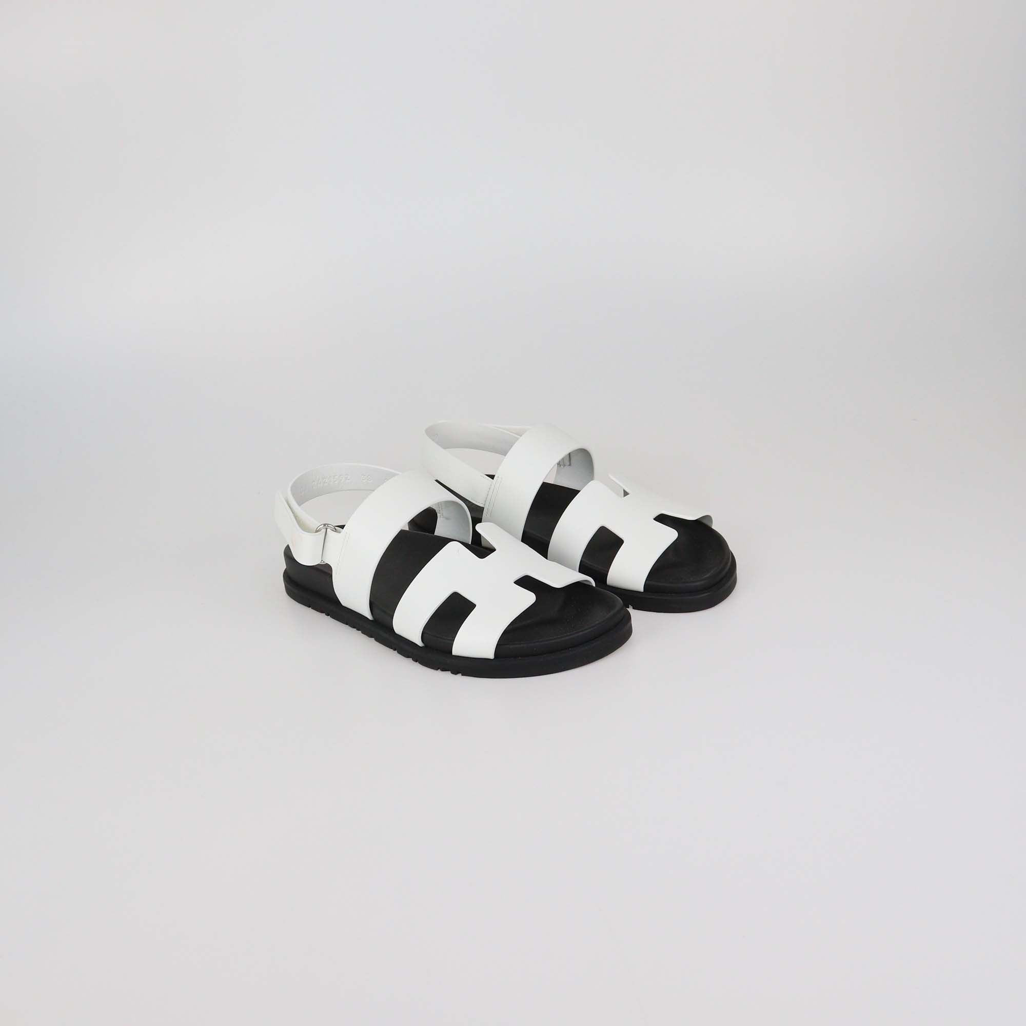 Hermes White Leather Genius Sandals