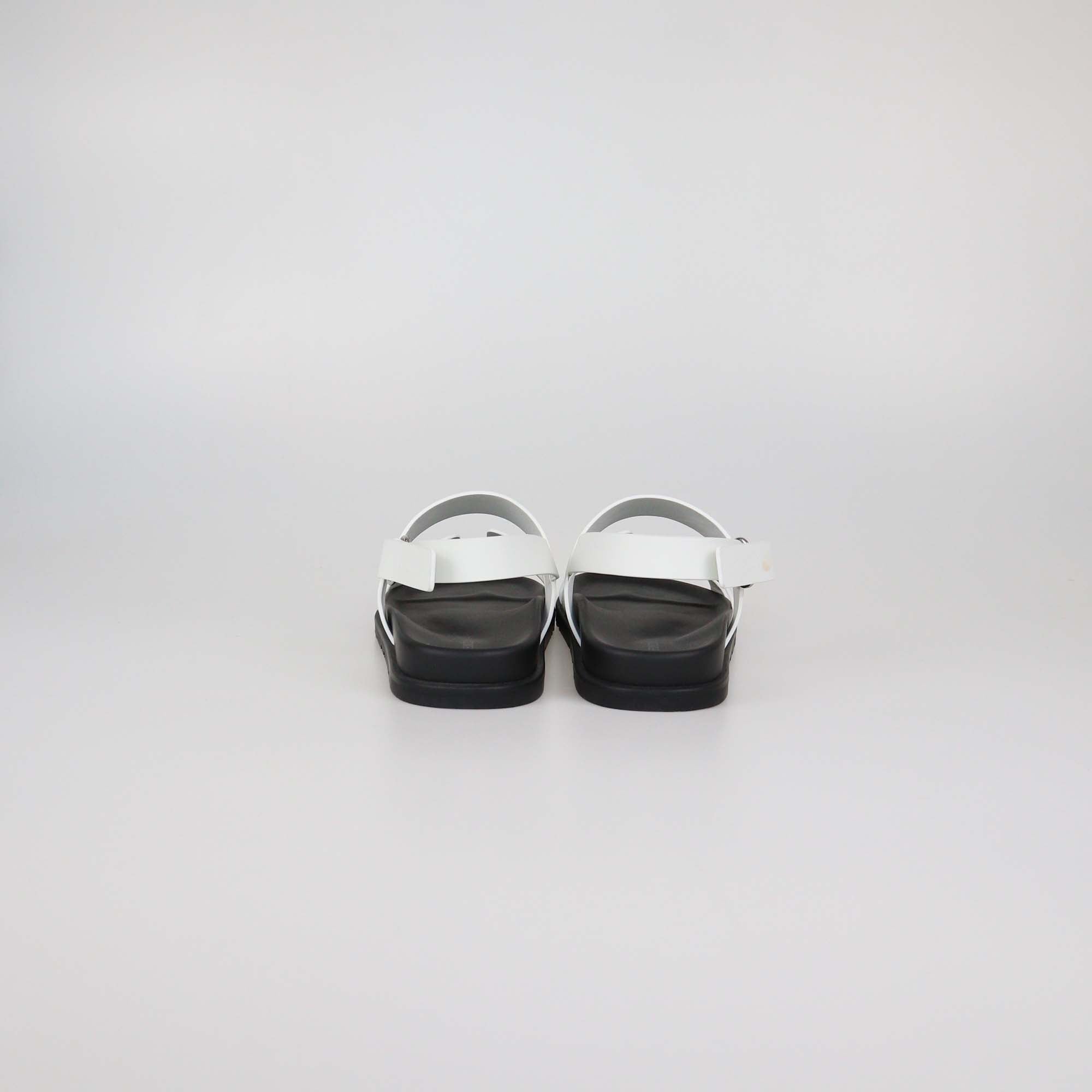 Hermes White Leather Genius Sandals