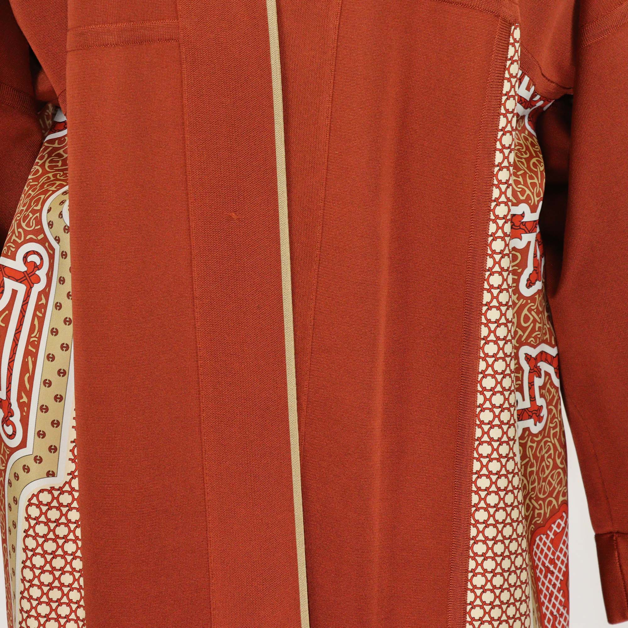 Hermes Cornaline Silk Reine Chaine d'Ancre Print Cardigan